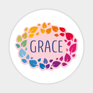 Grace name with colorful leaves Magnet